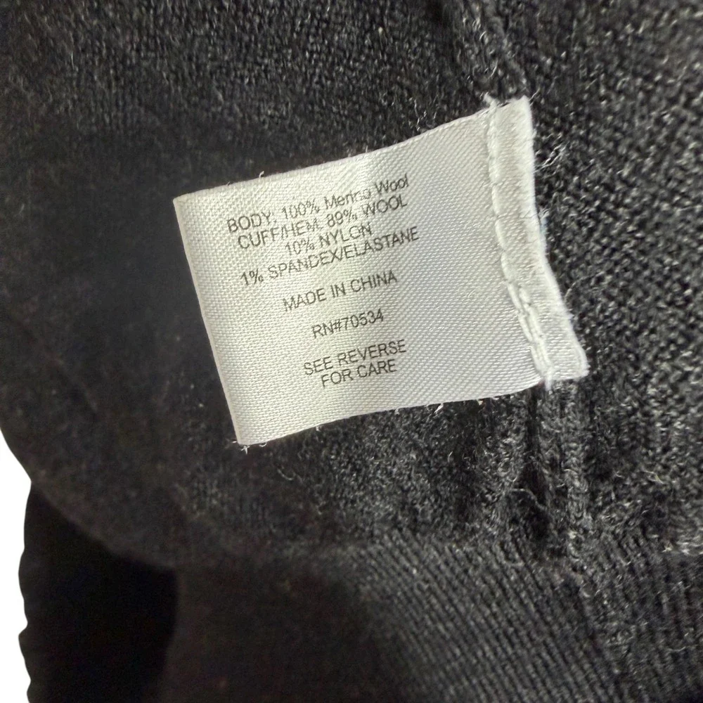Orvis Mens 100% Merino Wool Quarter Zip Sweater Charcoal Gray Mock Neck Large